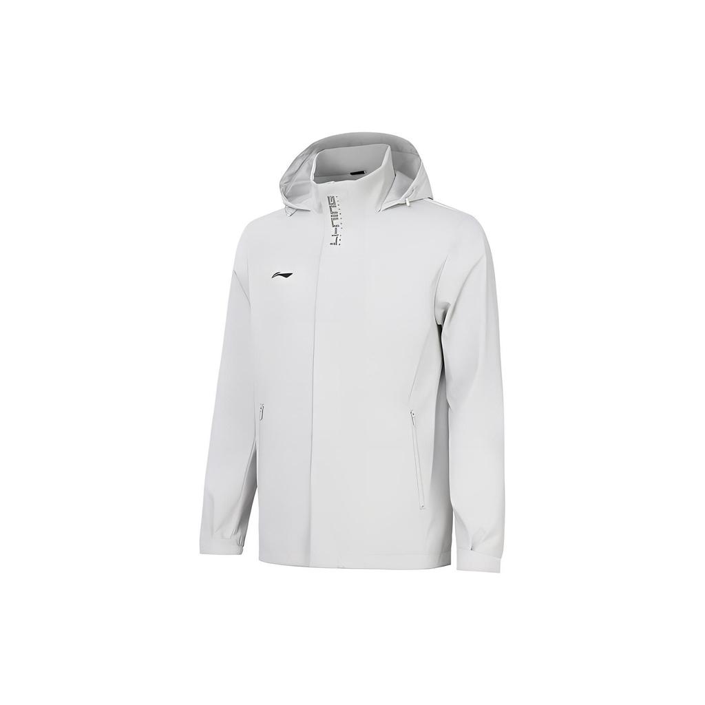 Li-Ning Fitness Series Solid Color Water-Resistant Hooded Sports Jacket Men Jacket River-Stone-Gray AFDT753-5