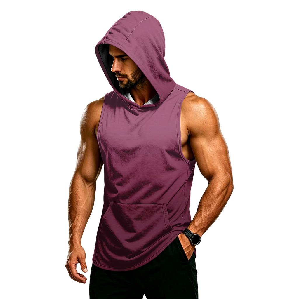 Sudadera con capucha sin mangas para hombre, chaleco de gimnasio, ajuste muscular, ligera, transpirable, secado rápido, camiseta sin mangas con capucha para entrenamiento, culturismo, ejercicio, fitness