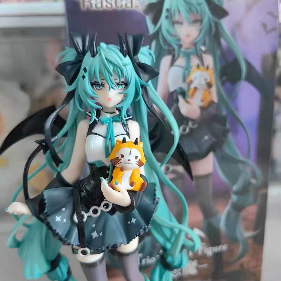 New Anime Little Devil Hatsune Miku Handmade Little Raccoon Chuyin Dark Angel Handmade PVC Model Animation Peripheral Ornaments