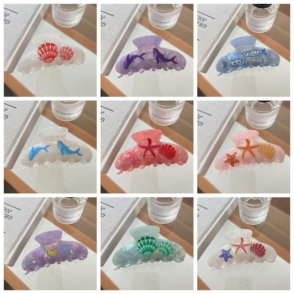 Korean Style Ocean Animal Hair Clip Sweet Geometry Shark Clip Hairpin Shell Hair Claw  Girls