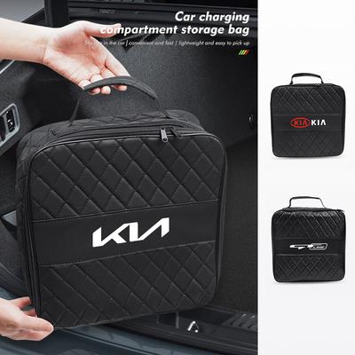 AHA1 Car Trunk Storage Bag Leather Charging Cable Sundries Organizer For RIO K5 K9 Sorento Ceed Stinger Niro Soul EV6 EV9 Stonic