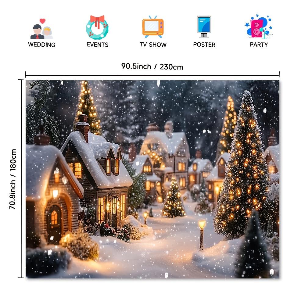 1 piece, comfortable Christmas village snow scenery background - vibrant winter miracle, holiday party decoration