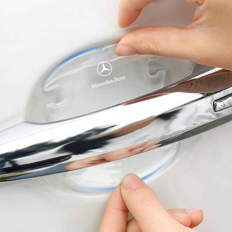 4Pcs/Set Car Door Handle Protector Sticker Auto Styling For Mercedes Benz AMG W124 W140 W163 W202 W203 W204 W210 W211 W205