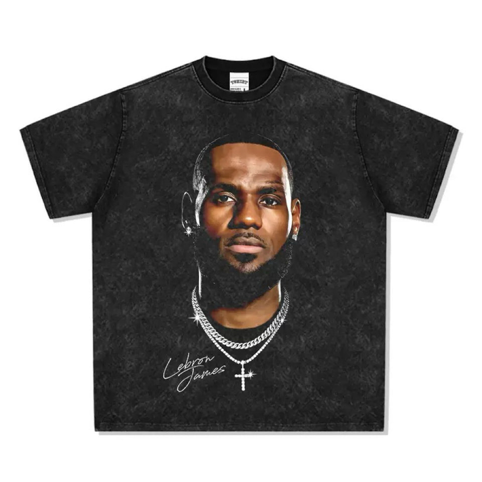 Lebron James Portrait Oversized Washed T-Shirt S