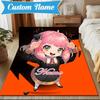 Custom Name Pink Hair Anime Anya Rug for Living Room, Game Rooms, Office, Bedroom, Floor Mat Playful Design, fan gifts Christmas decor