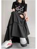 Korean Style Puffy White A-Line Skirt for Women - High Waist, Mid-Length, Spring/Summer 2025