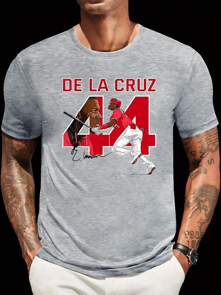 Baseball Graphic T-shirt - Dela Cruz Red & Gray Sports Design Tee