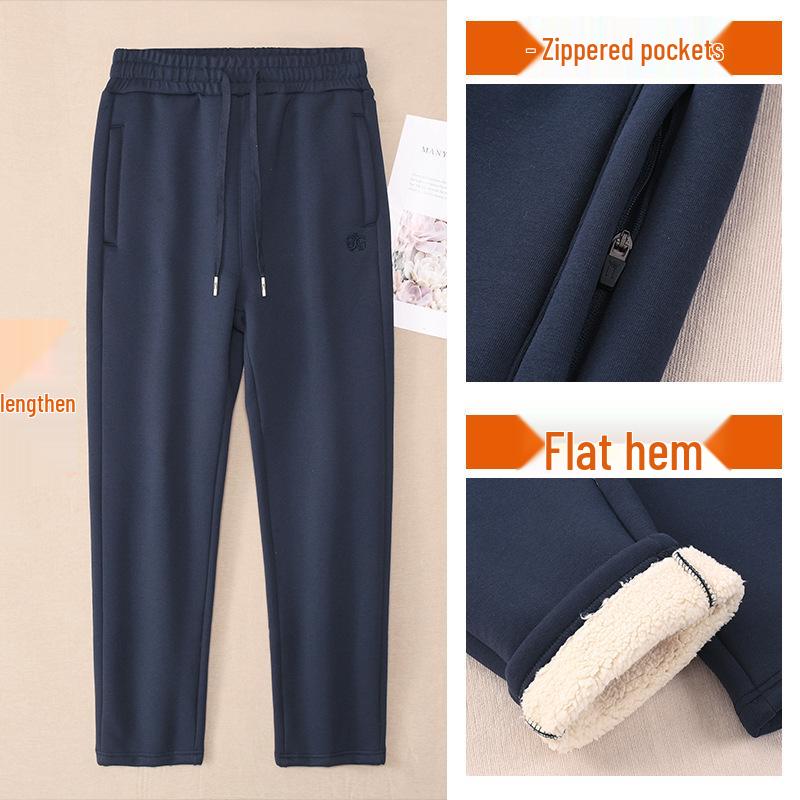 GAGN Women's Plus Size Winter Fleece-Lined High Waist Sweatpants with Zipper Pockets and Extra Long Fit.