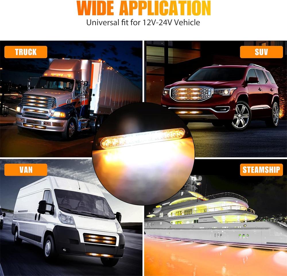 10PCS LED Emergency Strobe Lights 12 LED Warning Beacon Caution Hazard Light Bar Car Trucks Vehicle Flashing Light