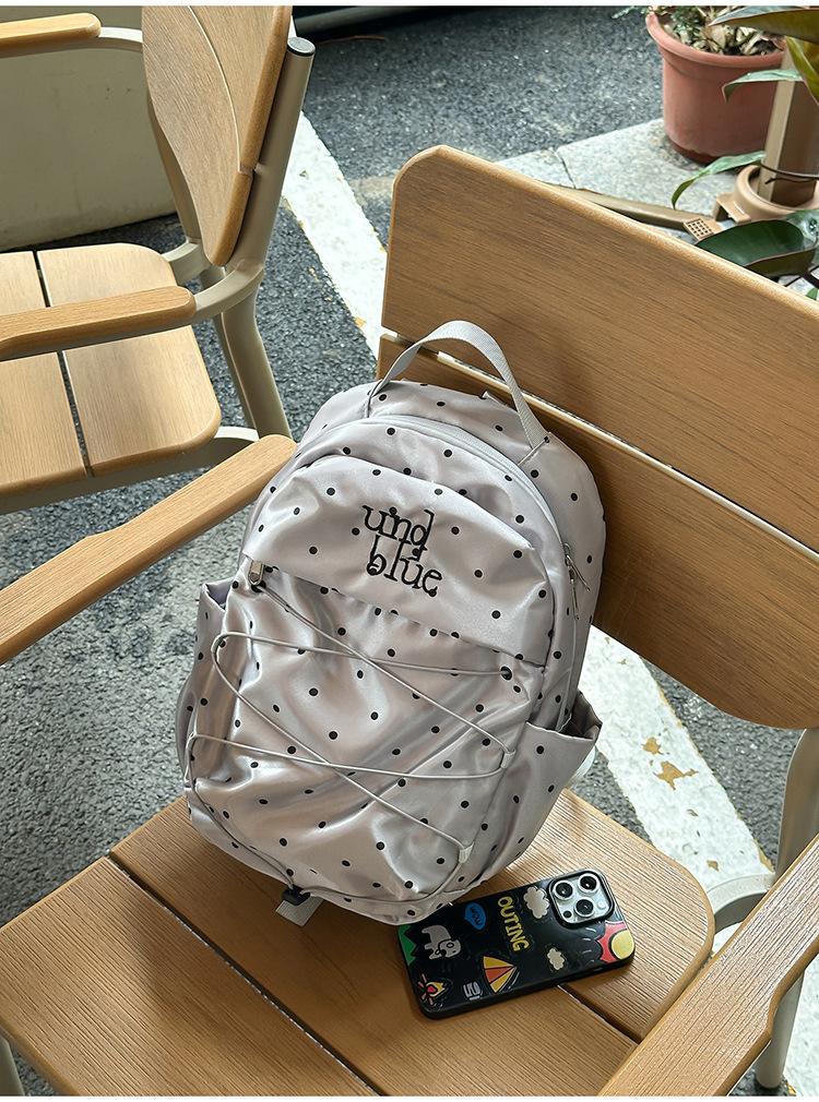 Schoolbag New High-value Japanese Ins Fresh and Sweet Polka Dot Backpack Junior High School Students Lightweight Large-capacity Backpack