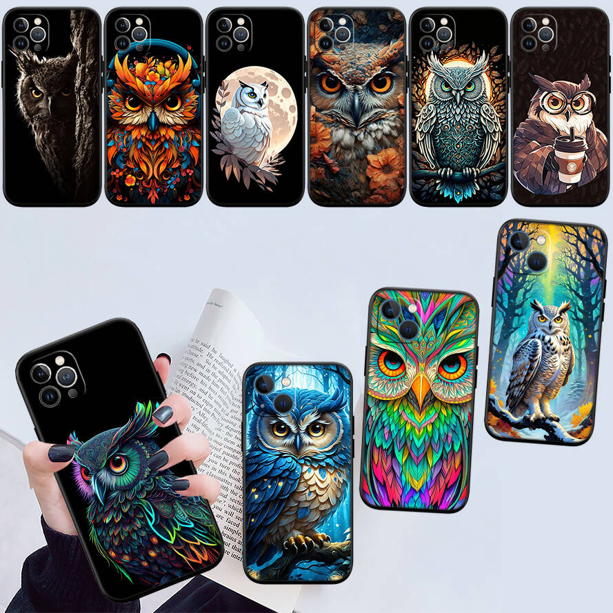 Cartoon Art Owl New Phone Case for iPhone 6 6s 7 8 11 12 13 14 15 16 17 16E XS Pro Max XR X SE Air