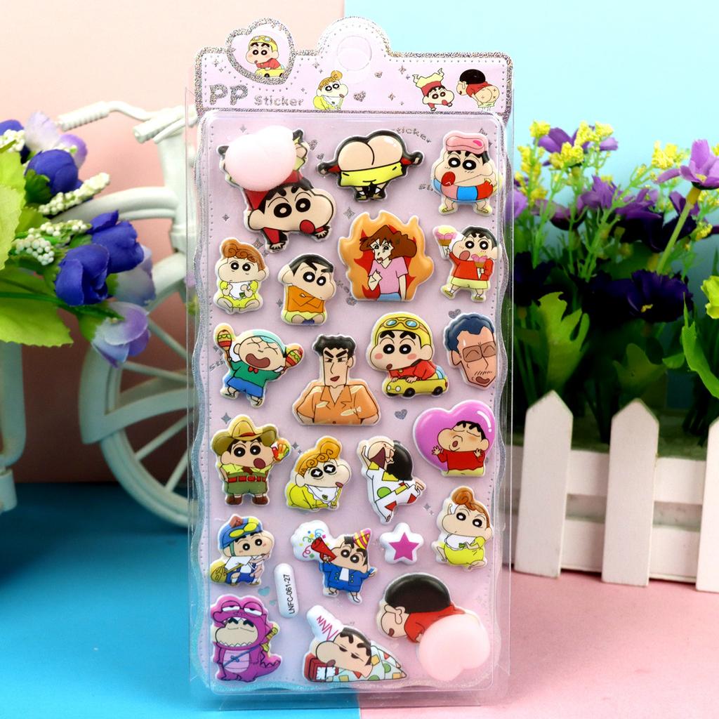 4pcs Thickened Crayon Shin-Chan Butt Pinch Decompression Sticker 3d Diy Phone Case Decorative Sticker Child Toy Account Sticker