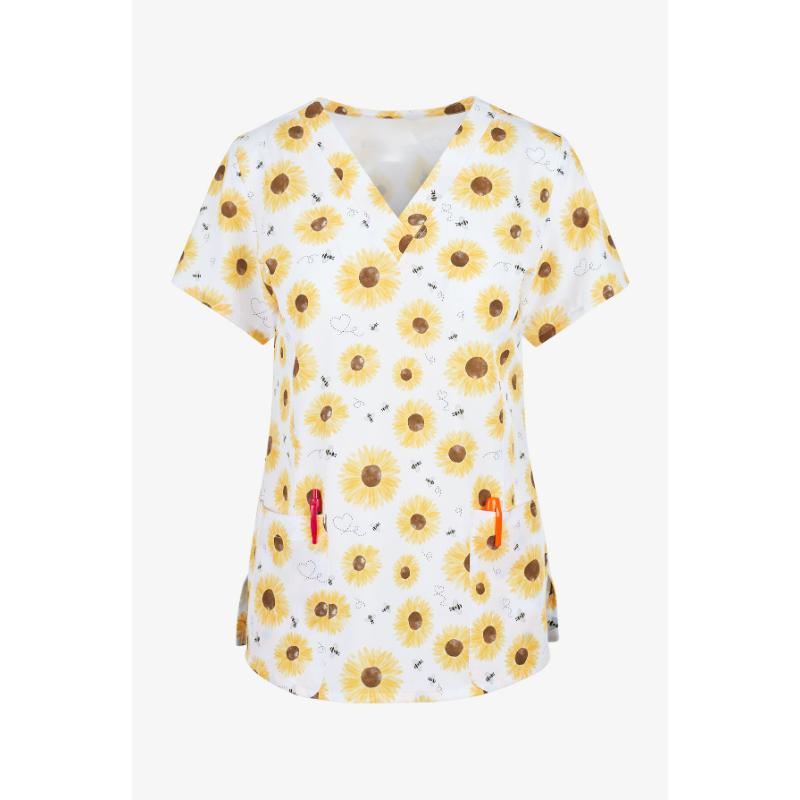 Healthcare Uniform Nurse Clinic Nursing Butterfly Workwear Hospital T-shirt Tee Short Sleeve Blouse Carer Working Women Medical