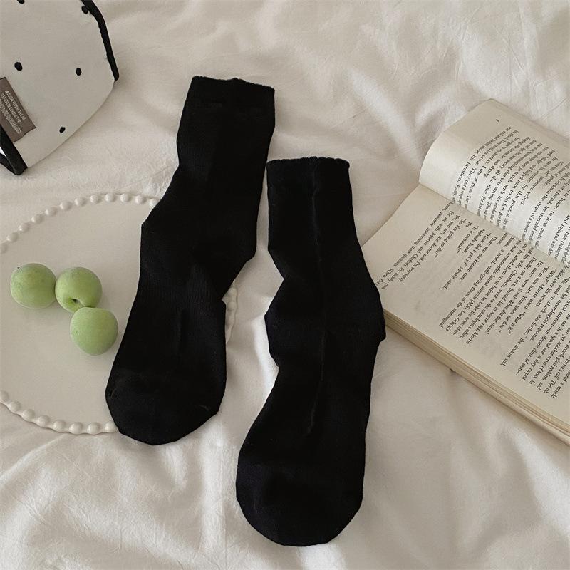 Ladies Summer Thin Simple Hollow Love Bow Lace Boneless Tube Stack Socks