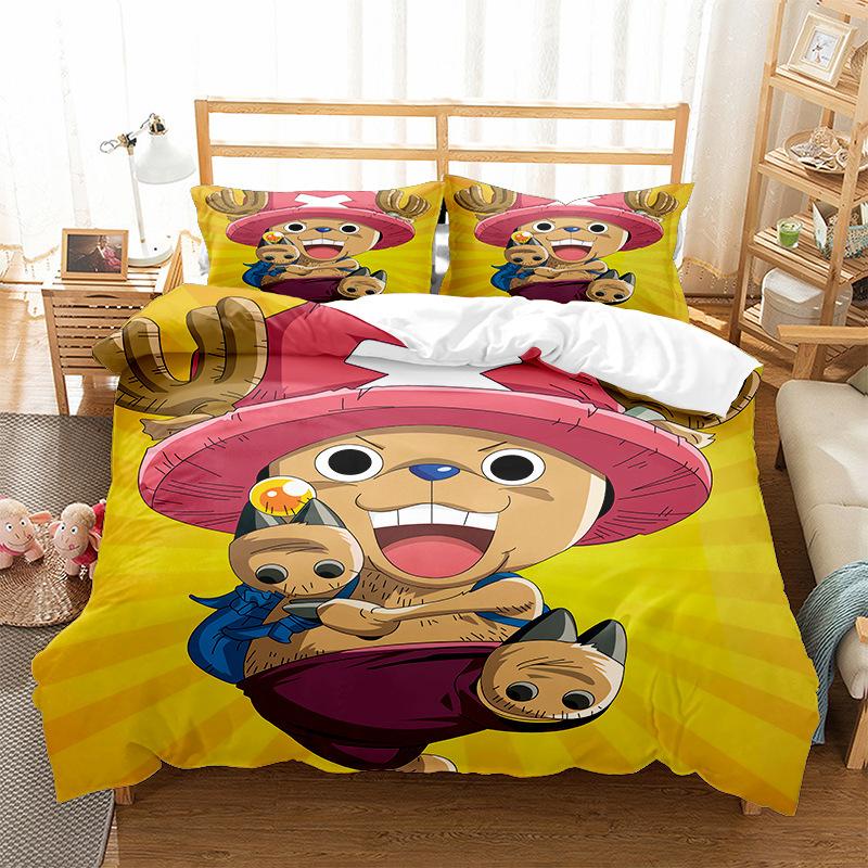 Anime O-Ones Pieces Beding Set Japanese Lufys Soft Duvet Cover Pilowcase for Children Young Boys Gift Single Quen King-Sized Dimensionsd Dimensions