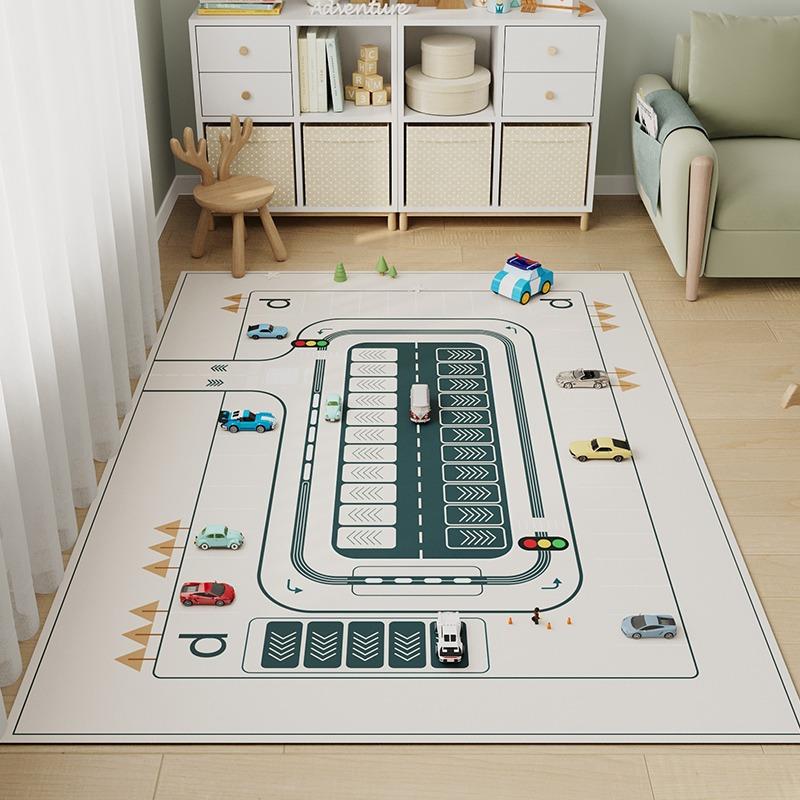 Tapete de Jogo de Tráfego de Carros de Estacionamento Sala de Estar Sofá Quarto Cama Cabeceira Tapete de Entrada Antiderrapante Decoração de Casa Cor Tapete Infantil
