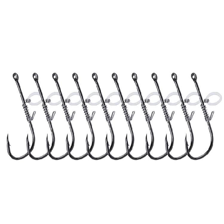 10Pcs Fishing Live Fish Hook Barbed Fishhook with Hole Fishing Hook Saltwater Fishing Tackle Live Shrimp Fixing Hook