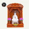 Compact Solid Wood Buddhist Altar: Wall-Mounted God of Wealth and Guanyin Shrine Table for Home Use.