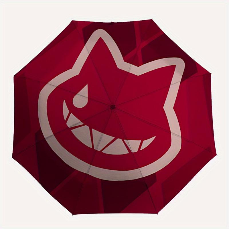 

1pc Cat Smile Automatic Open/Close Umbrella with Windproof, Functional Design, 8-Rib Sturdy Canopy