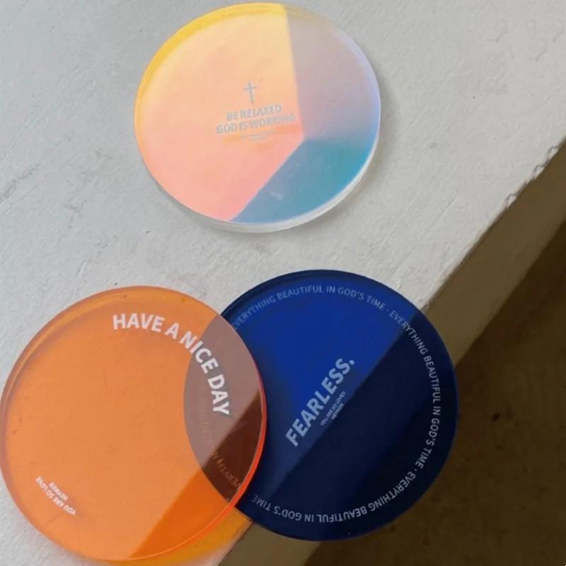Round Acrylic Coasters Creative Heat Insulation Waterproof Ornaments Kitchen Non-slip Anti-scald Coaster Household Decoration