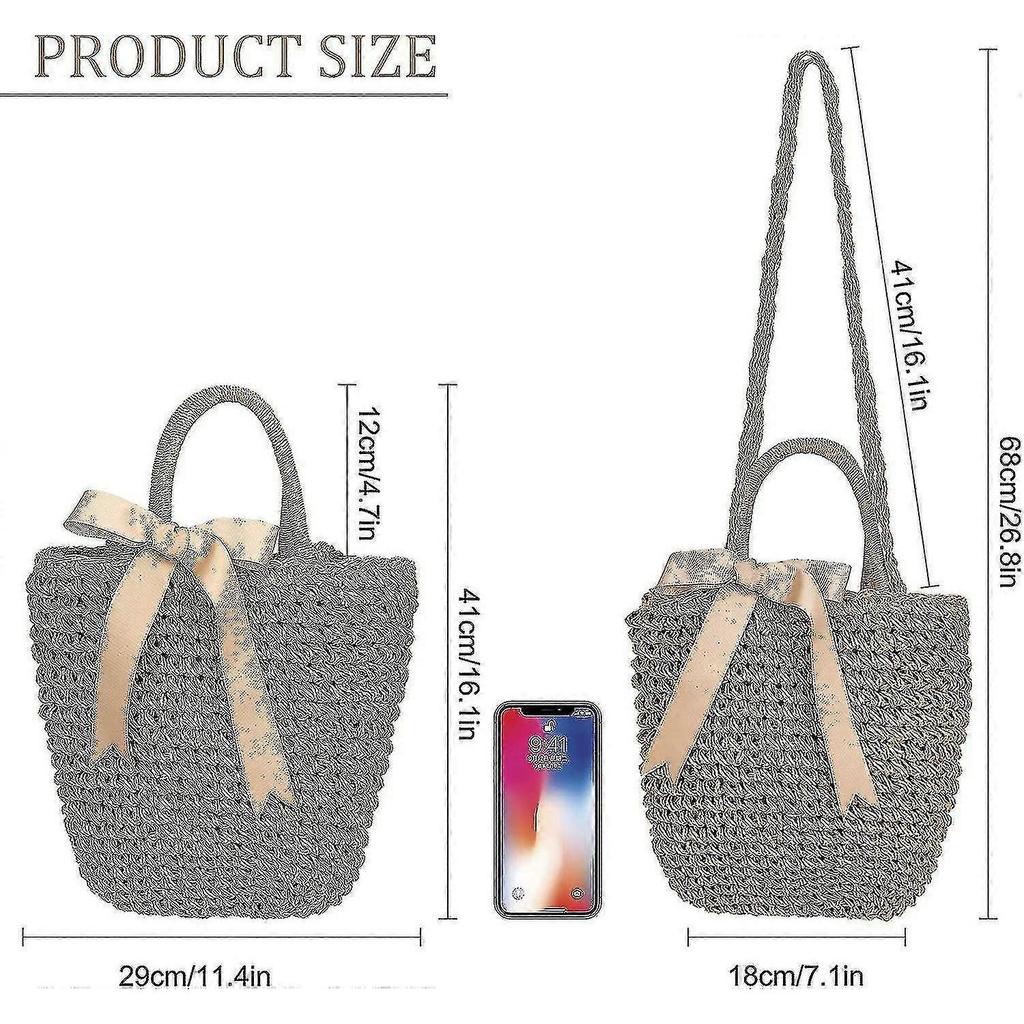 Straw Shoulder Bag Women's Summer Beach Bag Raffia Bag Lightweight Crossbody Bag