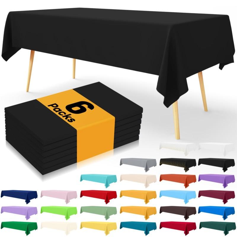 Homaxy Versatile Disposable Table Cloth  Plastic Waterproof Tablecloth Decorative Rectangle Table Covers of Party Camping Picnic