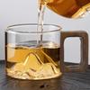 1pcs High-borosilicate Glass High-temperature Resistant Tea Cup Household Wooden Handle Mountain Cup Tea