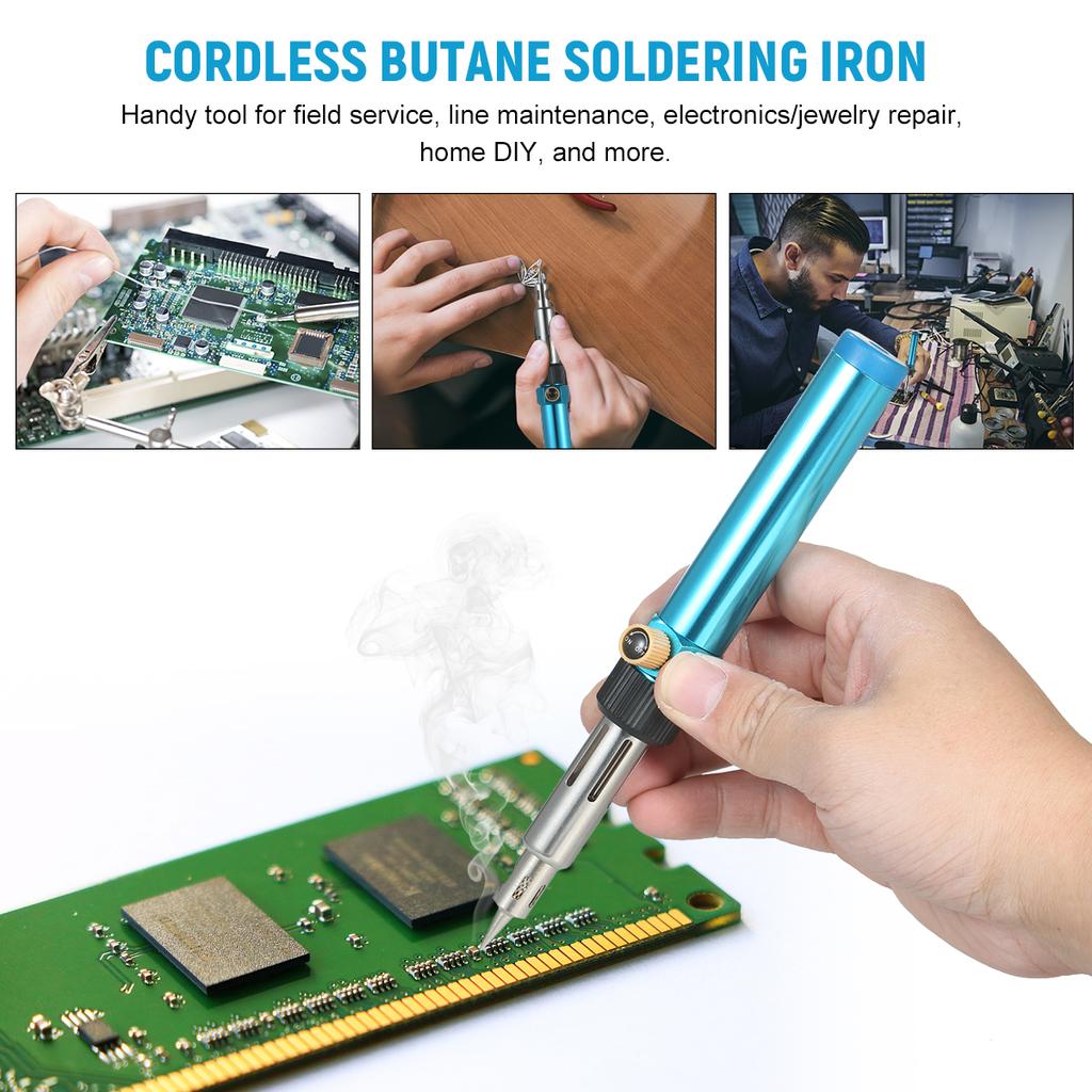 Portable Gas Soldering Iron Butane Soldering Iron Welding Torch Tool with Adjustable Flame 2370 Fahrenheit  High Temp