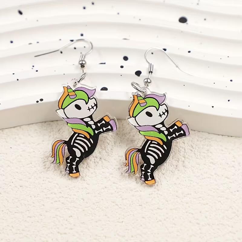 Colorful Little Pony Acrylic Earrings - Creative Cute Cartoon Animal Design