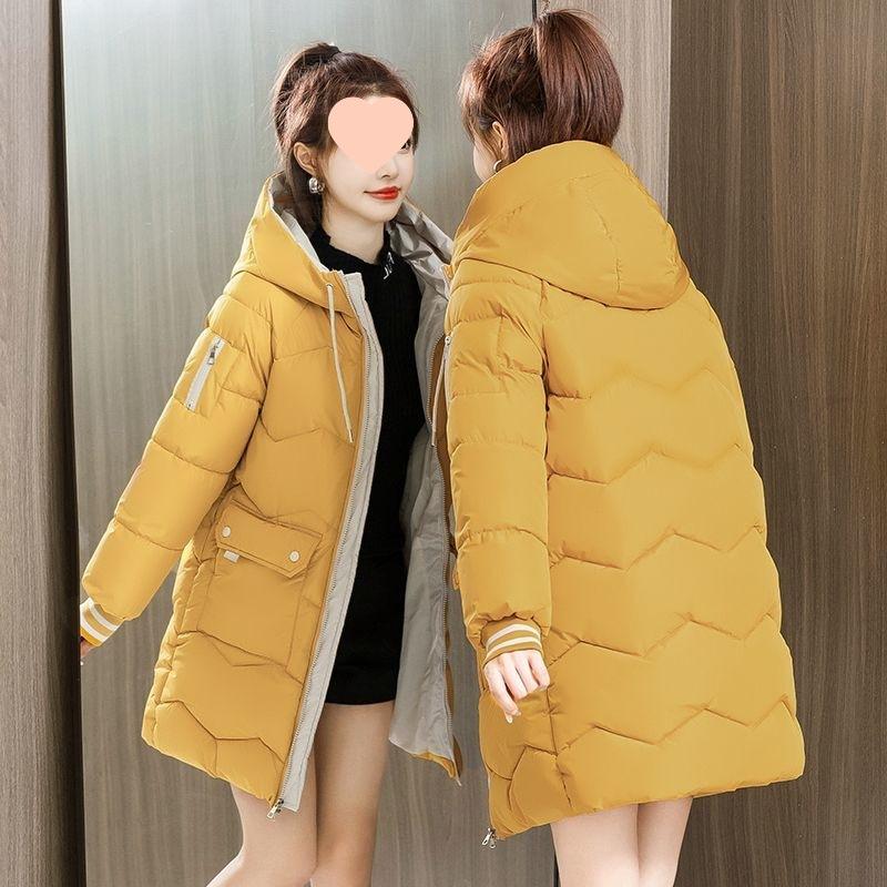 New Cotton Jacket Women's Mid-length Plus-size Cotton Jacket Winter Loose Thickened Hooded Cotton Jacket