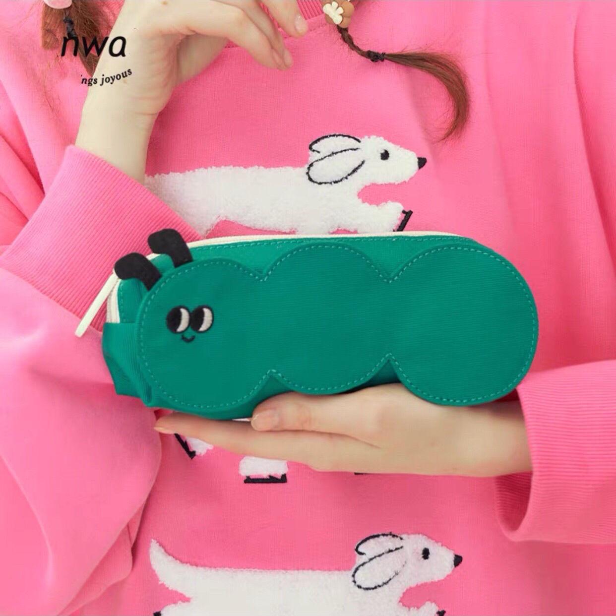 

Таинственный пенал Caterpillar, симпатичный однотонный кошелек для монет, вместительное хранилище зелёный