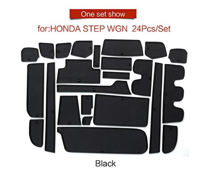 Door Pocket Mats for Honda New Step Wagon RP Type Step Wgn Interior Parts Rubber Mat Mat Accessories 24P RP1~RP5 2015-2022 Non-slip (black)