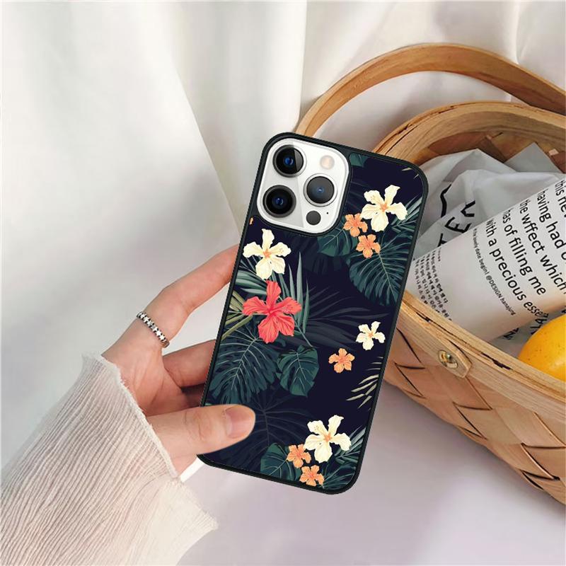 Tropical Flowers Phone Case For iPhone 17 Air 16 15 14 11 12 13 Pro  MAX Plus coque Cover Shell