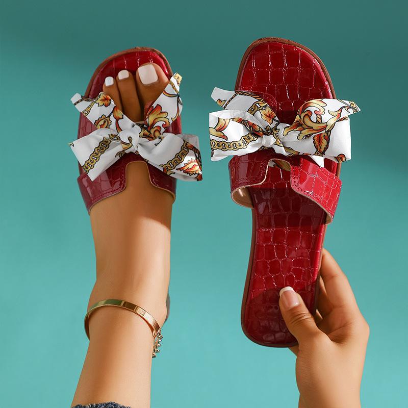 Fashionable Bow Flip-flops for Women, Summer New Style Flat Sandals, Household Large-size Women's Shoes