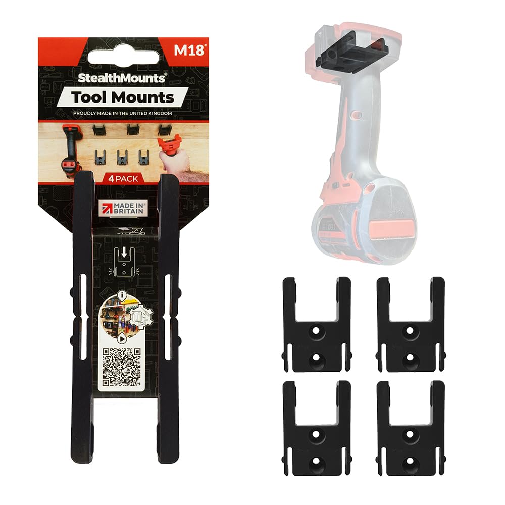 Stealth Mount Tool Mount for Milwaukee M18 (4-Pack) Black TM-MW18-BLK-4