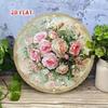 Vintage Round Metal Sign Aluminum Wall Art Floral Plate Retro Home Decor