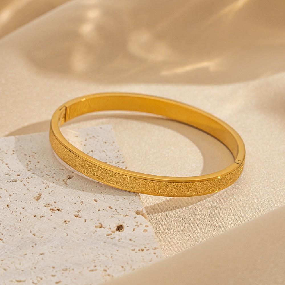 Women's Frosted Open Bangle: Lightweight, Electroplated Gold, Exquisite Fashion Accessory
