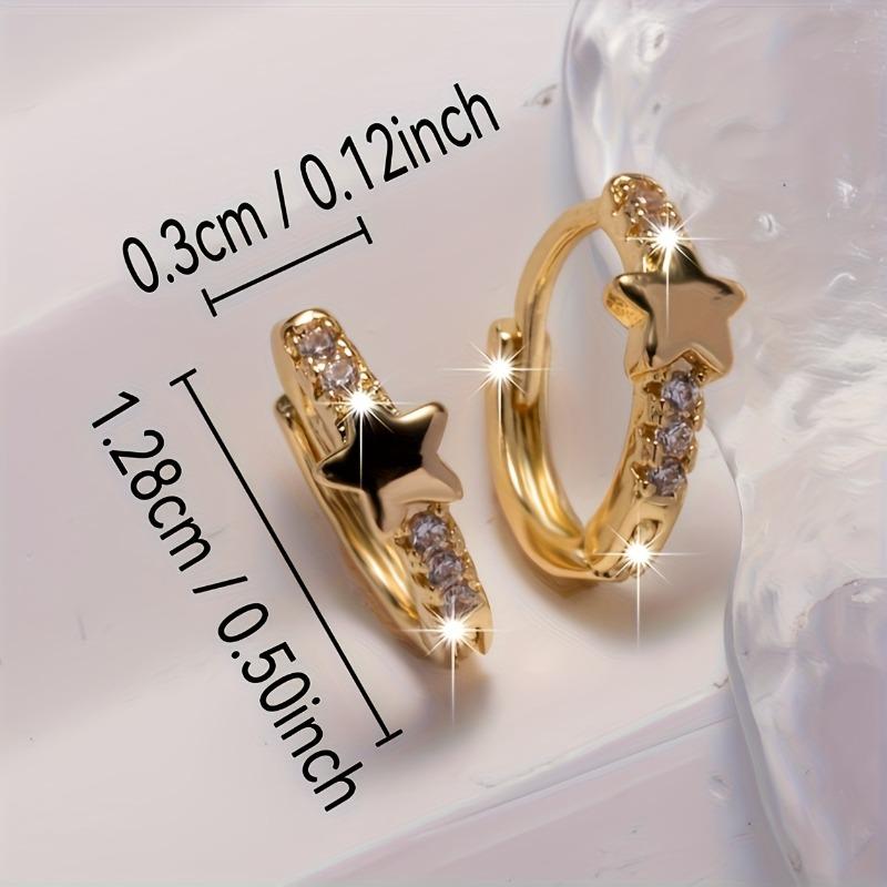 Fashion Cubic Zirconia Hoop Earrings For Women Golden Color Personality Punk Star Earring Party Jewelry Accessories Gifts