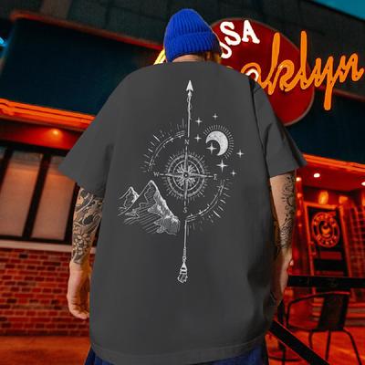 Camiseta de Verano para Hombre Estampado 3D de Brújula Manga Corta Camisetas Moda Simple Ropa Masculina Camiseta Holgada Oversize para Hombre 2024 Nuevo