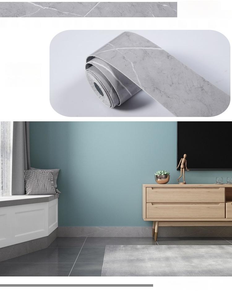 1PC 5m/196.85inch Marble Self-adhesive Border Floor Stickers for Living Room Skirting Line Waterproof Waist Line