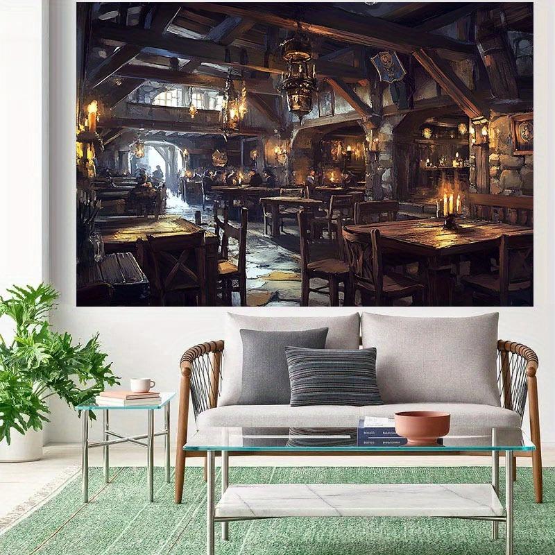 2D Flat 1PC Medieval Tavern Background Fabric - Creates a Retro and Warm Atmosphere