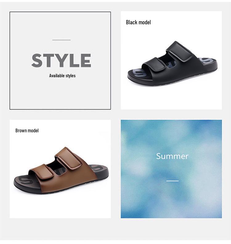 Men's Summer Outdoor Non-Slip One-Strap Casual Sandals with Thick and Soft Shock-Absorbing Sole