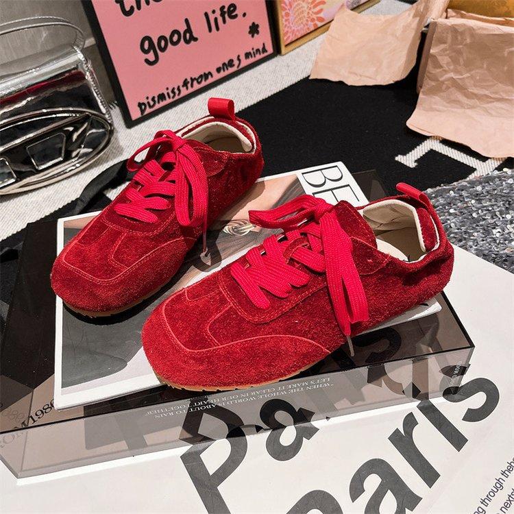 Soft Leather Edition~ Lace-up Casual Shoes Board Shoes Dexun Shoes Soft Sole 2025 Spring New Versatile Single Shoes Biscuit Shoes Women