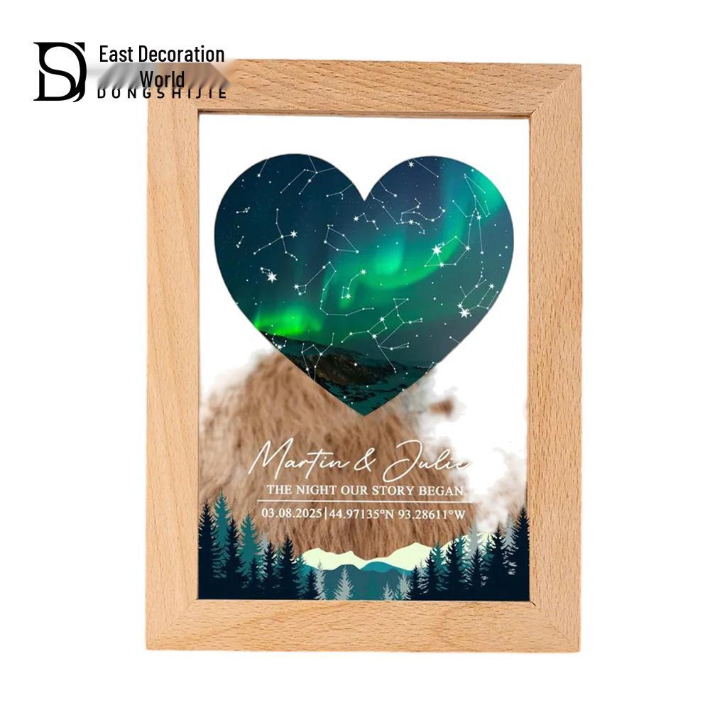 Heart Starry Sky LED Photo Frame: Custom Anniversary & Valentine's Day Gift