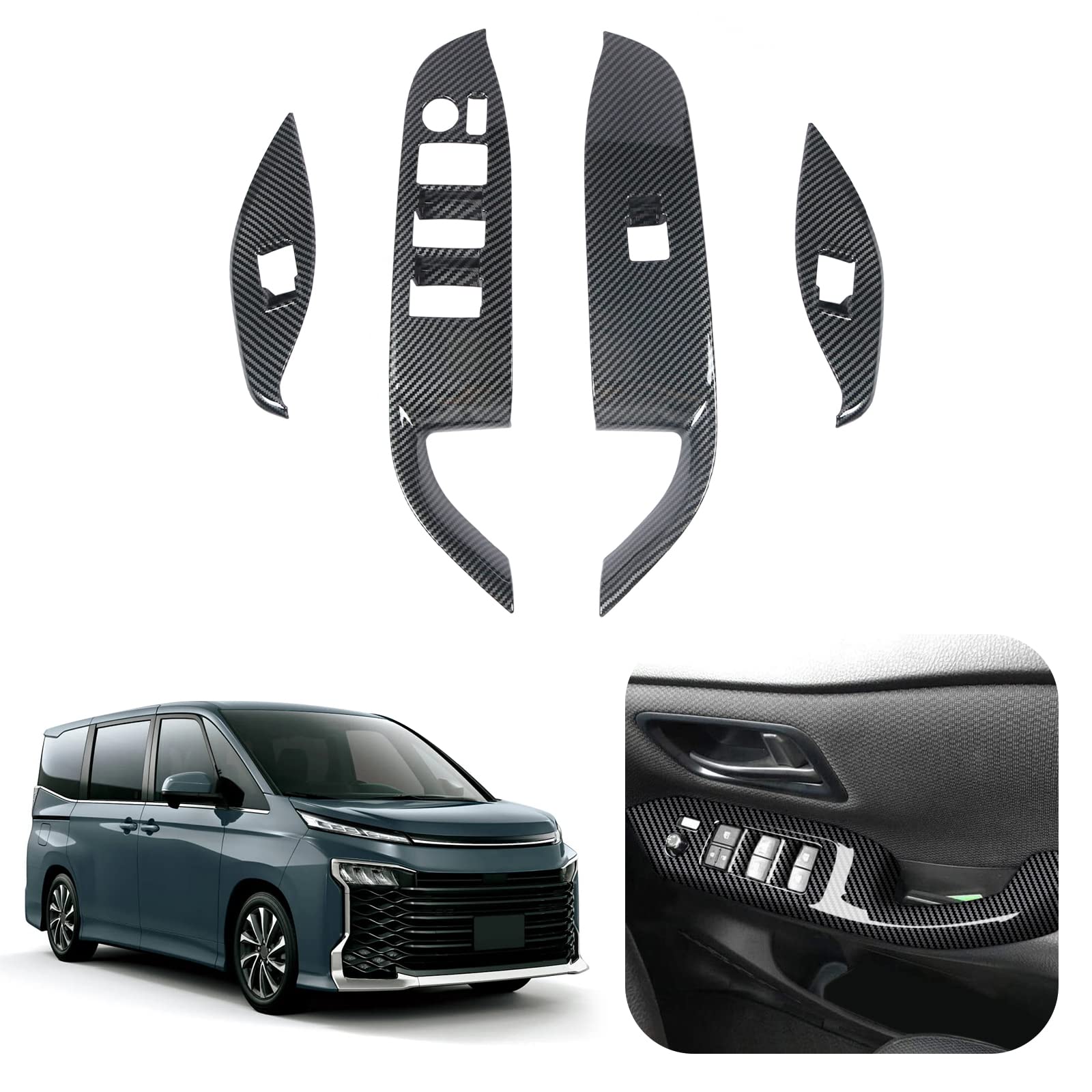 

Новый Стикер на Панель Toyota Noah Voxy Серии 90 Переключатель Стеклоподъемника Стиль Карбон Панель Интерьера Основа Переключателя Стеклоподъемника Детали Интерьера Защитная Накладка Тюнинг Детали чёрный