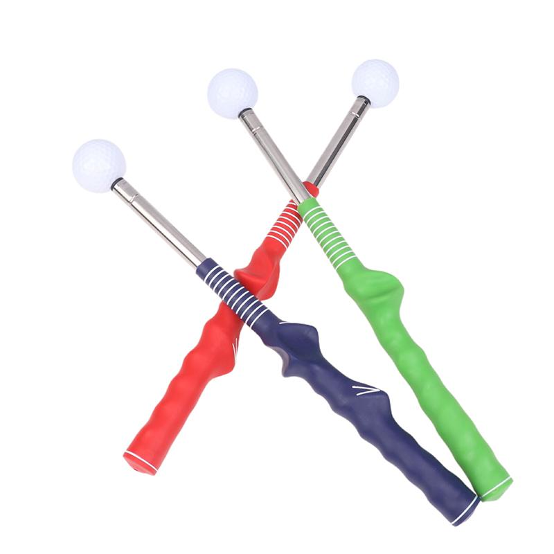 Golf Retractable Swing Practice Stick Trainer Golf Sound Assistant Practitioner Anti-Slip Rubber Grip Posture Aid Corrector