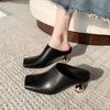 Fashion Aphixta 6.5cm High Heels Elegant Women Slides Square Toe Shallow Summer Dress Slides Sexy Metal Strange Style Heels Shoes Size42