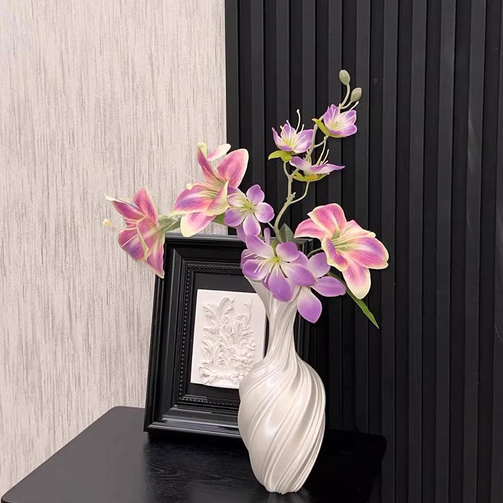Nordic Flower Vase Room Decor Plastic Flower Vase 3D Abstract Twist Flower Bottle Aesthetic Floral Arrangement Display Vase