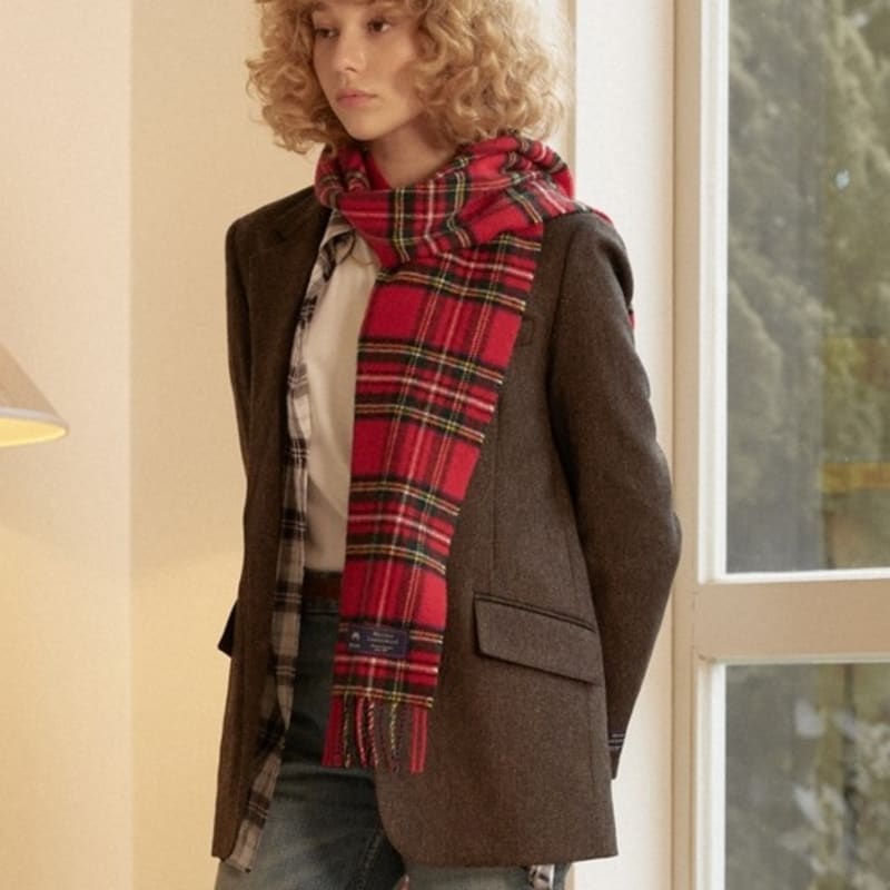 ABRAHAM MOON Merino Wool Muffler 25cm - Royal Stewart