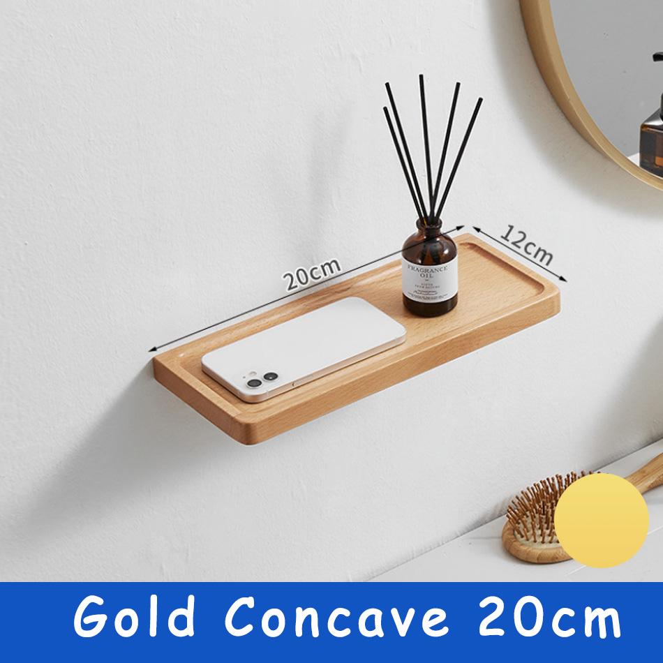 Ξύλινο Ράφι Μπάνιου Χρυσό Τοίχου Ορθογώνιο Κουζίνας Αλουμίνιο Οξιά Μπάνιου Ντους Σαμπουάν Σαπούνι Ράφι Αποθήκευσης Θήκη Μαύρο Λευκό